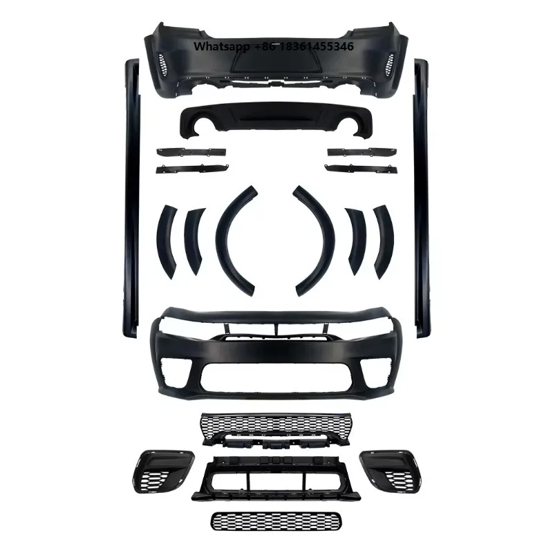 For Charger 2015+ Body Kit Car Bumper Grill Full Kits Car Hellcat SRT Widebody Conversion Bumper Facelift Upgrade Bodykit