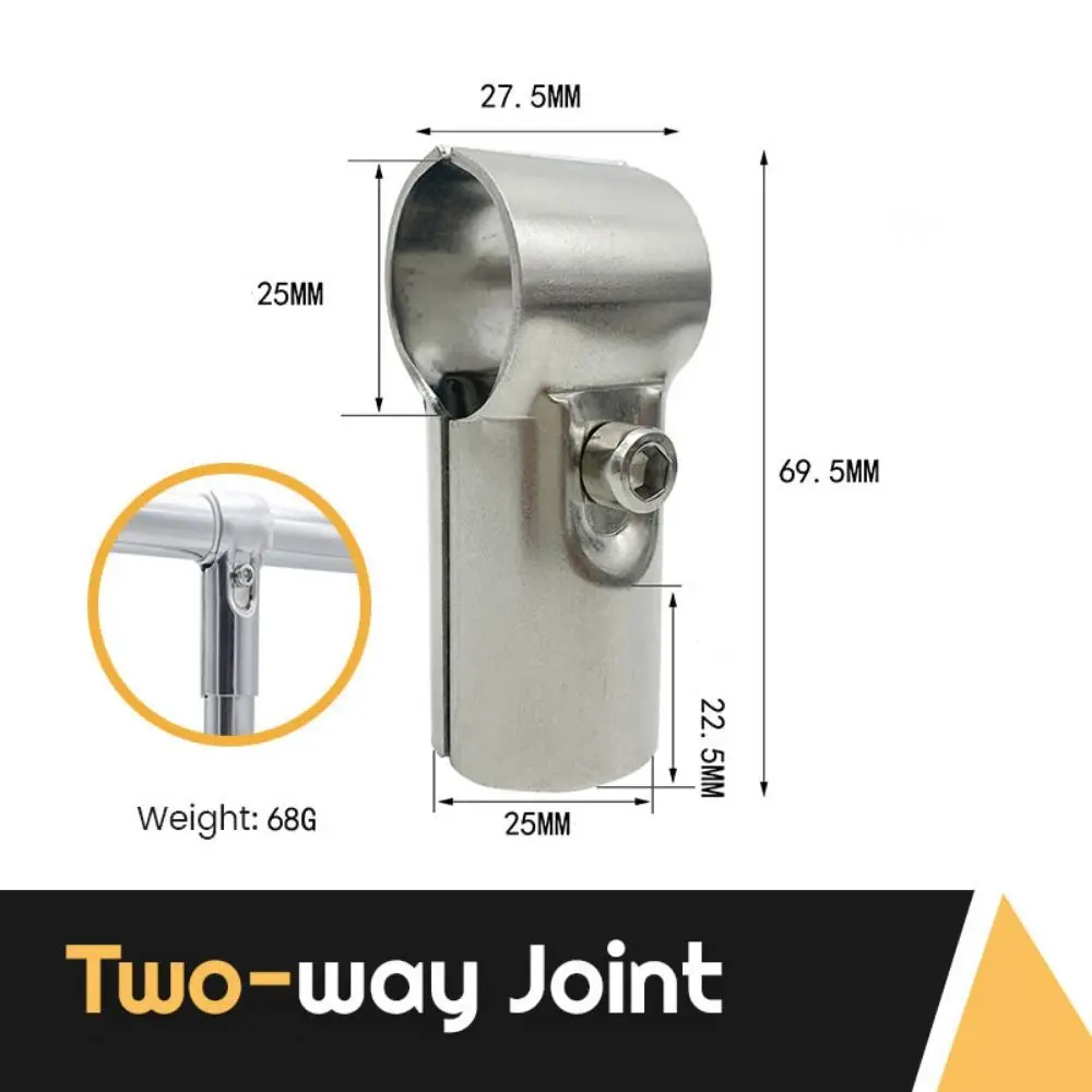 1Pc Round Stainless Steel Furniture Hardware Clothes Display Rack Pipe Joint Rod Support Tube Connector