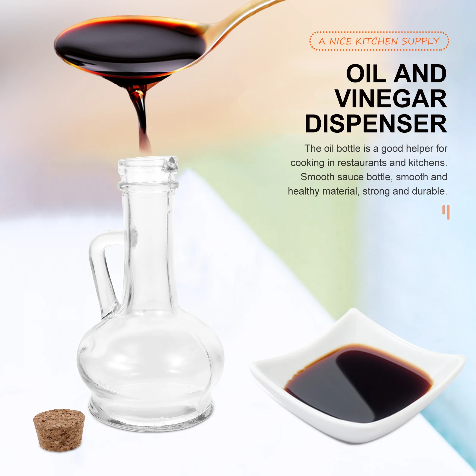 

Glass Oil Bottle 250ml Long Neck Wooden Stopper Liquid Seasoning Container Soy Sauce Vinegar Dispenser Kitchen Cooking Oil