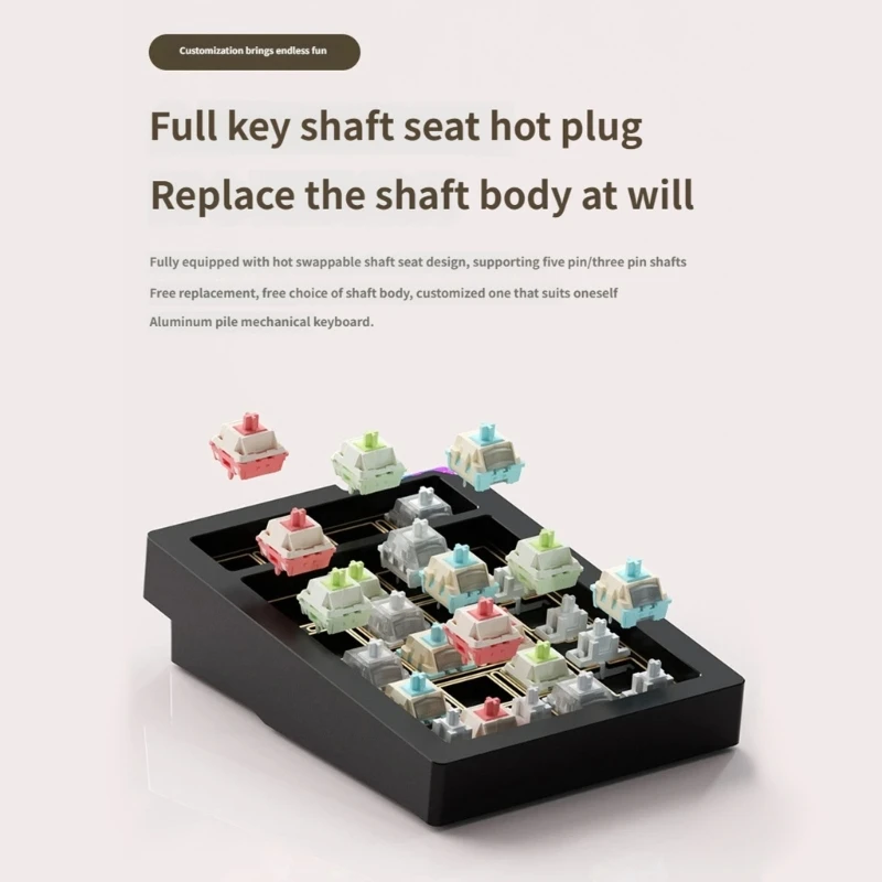Customizable Mechanical Keypad Kit Without Keycaps Switches Triple Mode Connection For Personalizing Typing Experience