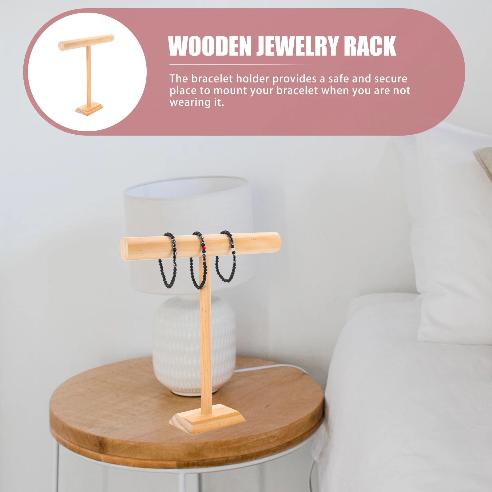 

Solid Wood Jewelry Display Stand Bracelet Watch Holder Necklace Rack Table Frame for Selling Board Necklaces