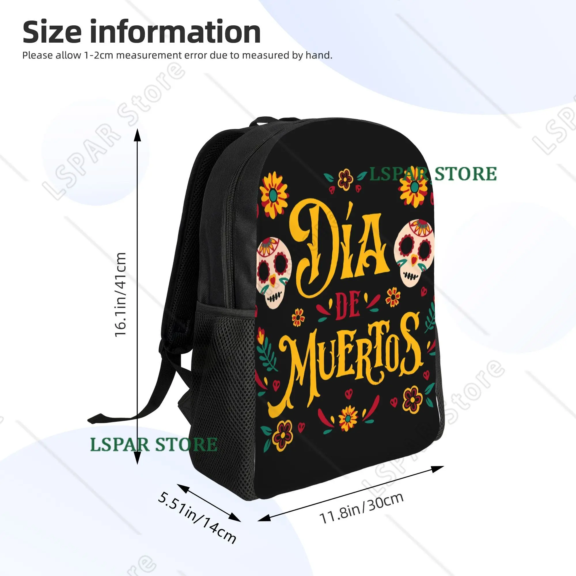 Casual Backpacks for Students Featuring Day of The Dead Prints Suitable for Travel and Laptops with Adjustable Straps