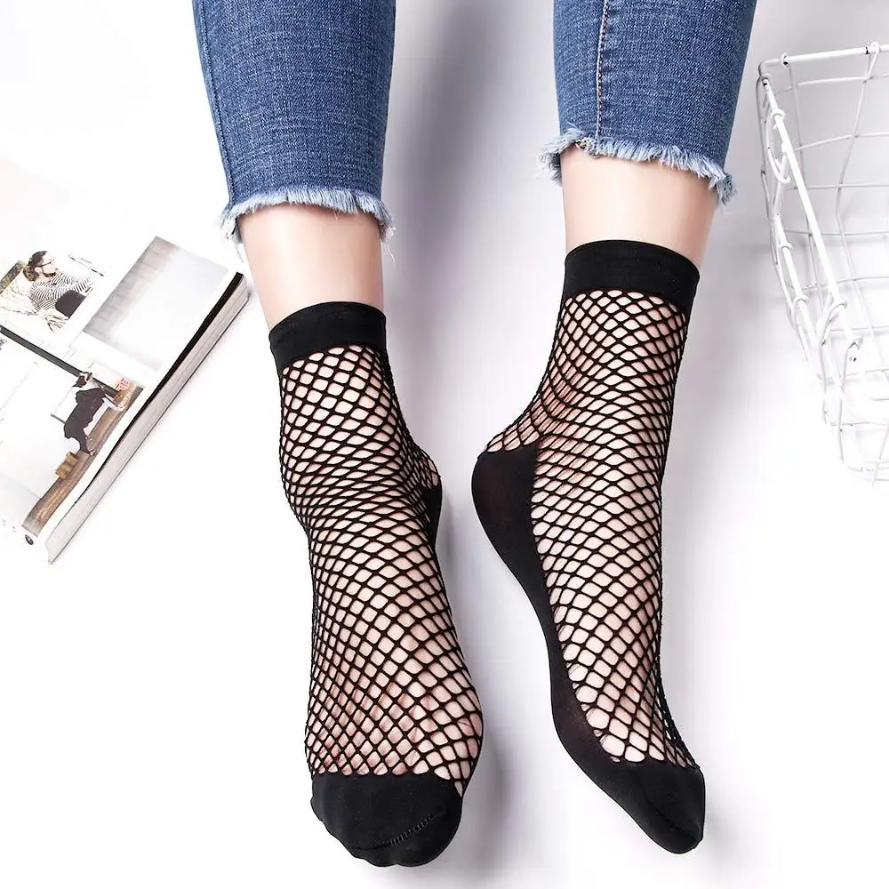 Punk Ruffle Lace Hollow Out Fashion Women Ankle Socks Short Socks Mesh Net Socks Fishnet Socks