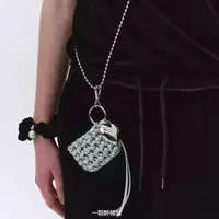 Silver woven love, earphone bag, messenger bag, small bag, pendant, accessories, keychain.
