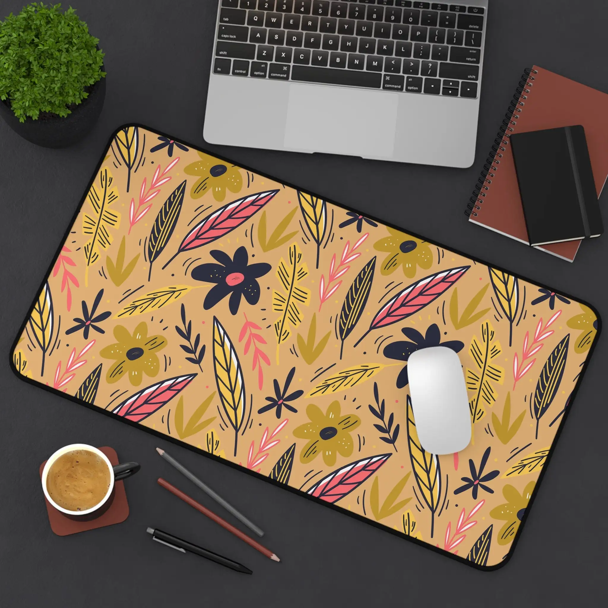 

Sunshine Yellow Cute Floral Pattern Deskmat,adorable Computer Deskmat,keyboard Mat,office Decoration,cute Mouse Pad, Couple Gift