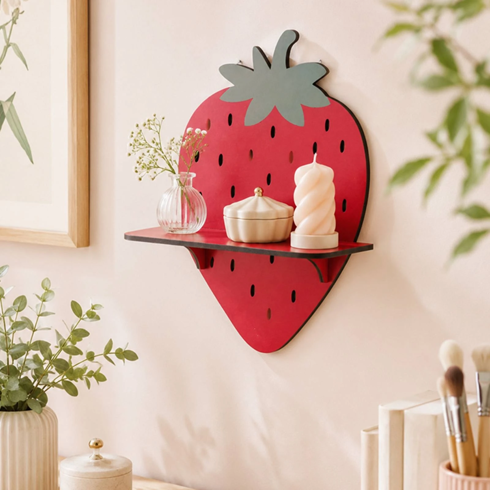 Wooden Wall Shelf Lightweight Wall Shelf with Ledge Hanging Display Ledge Space-Saving Shelves Easy to Install for Bedroom
