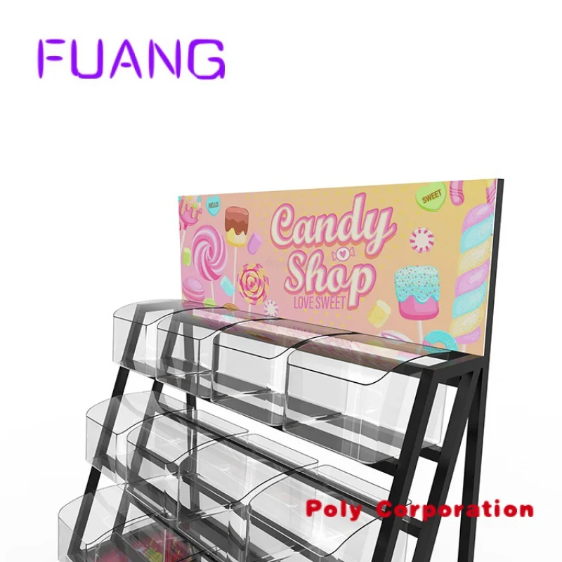 Imagem -06 - Personalizado Supermercado Candy Rack Metal Storage Rack Candy Display Stand com Logotipo Personalizado