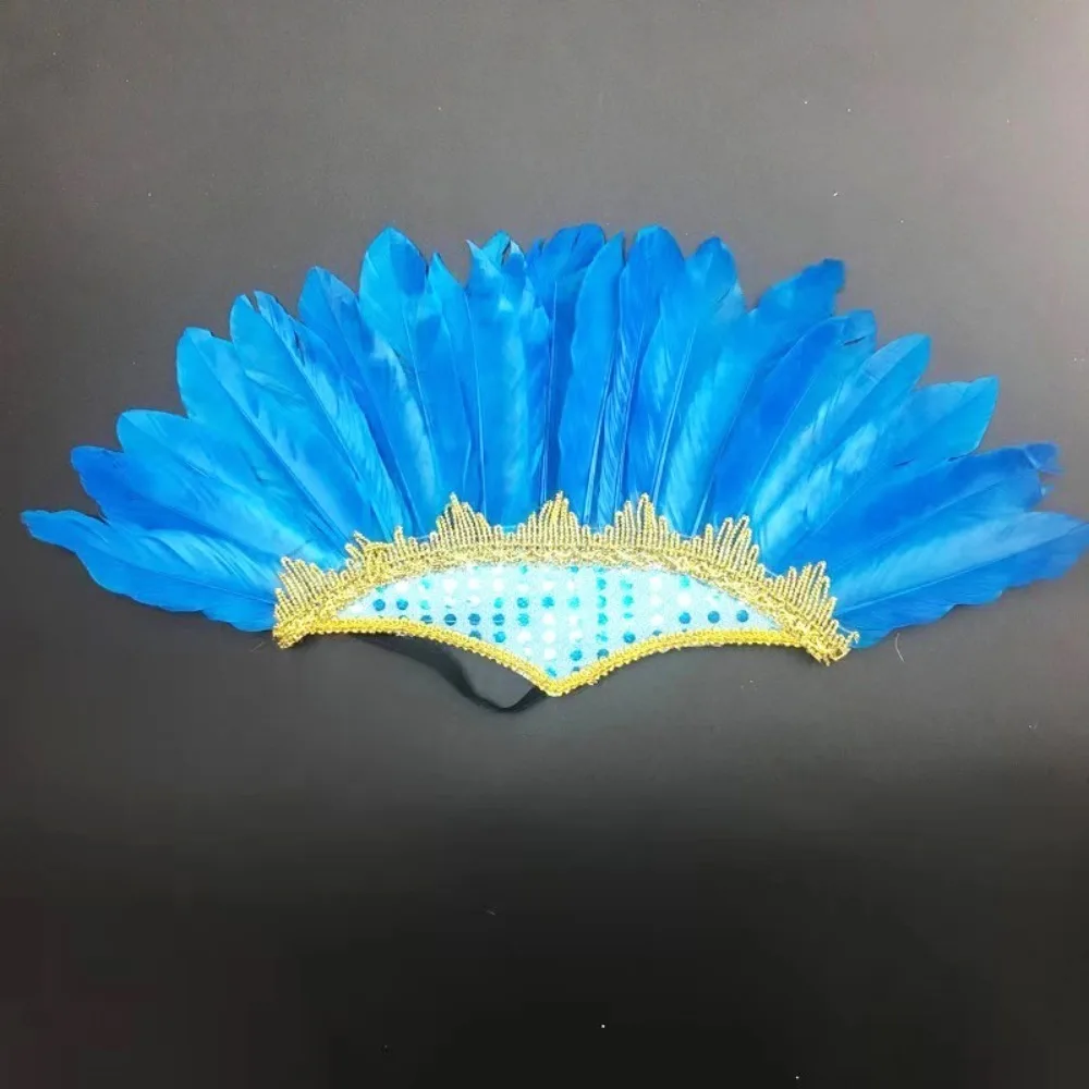 Tocado de plumas de colores para disfraz de carnaval, tocado ajustable para montar en la cabeza, vestido elegante para fiesta, novedad