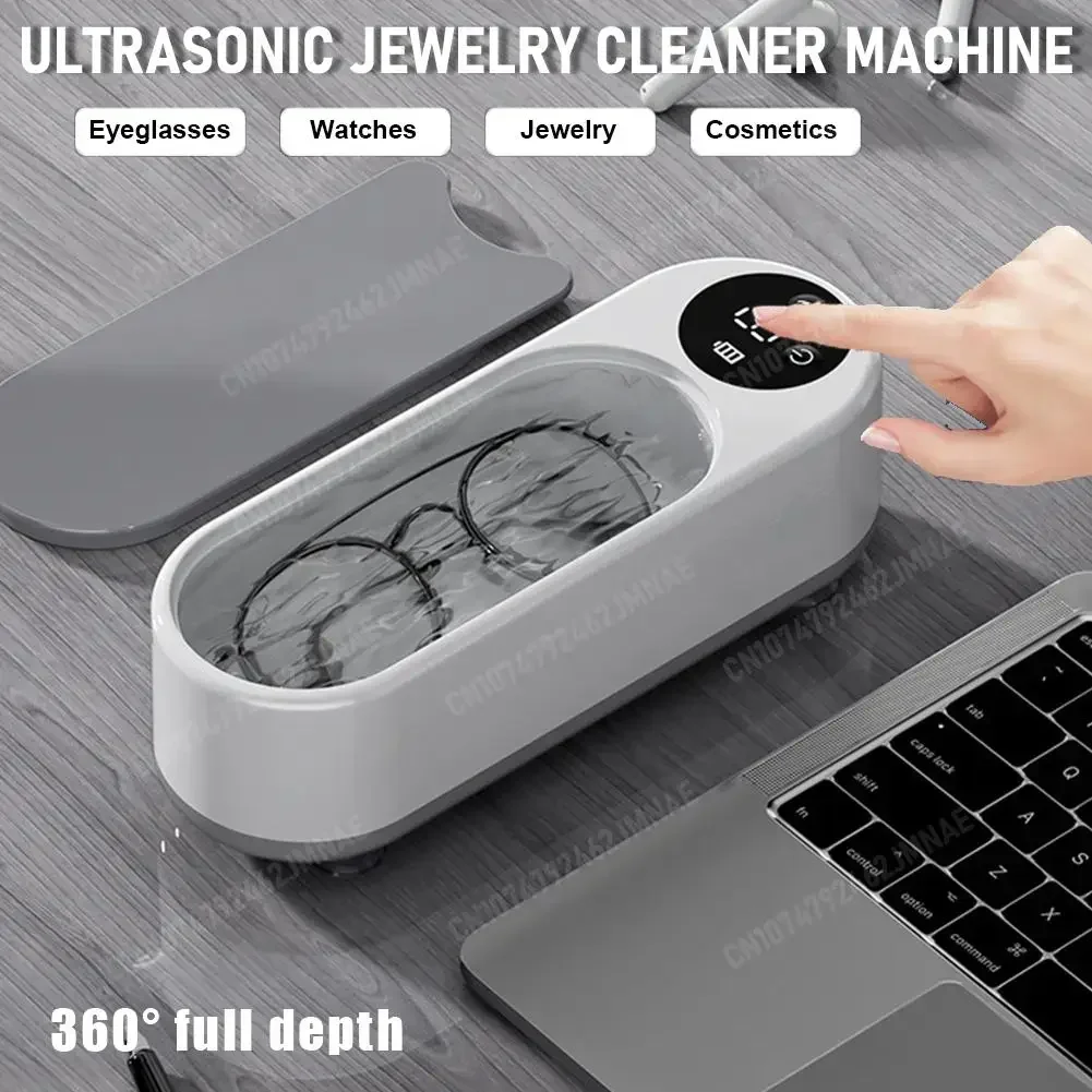 Ultrasonic Silver Gold Cleaner High Frequency Vibration Glasses Cleaner Makeup Brush Cleaner USB Rechargeable for Coins Dentures