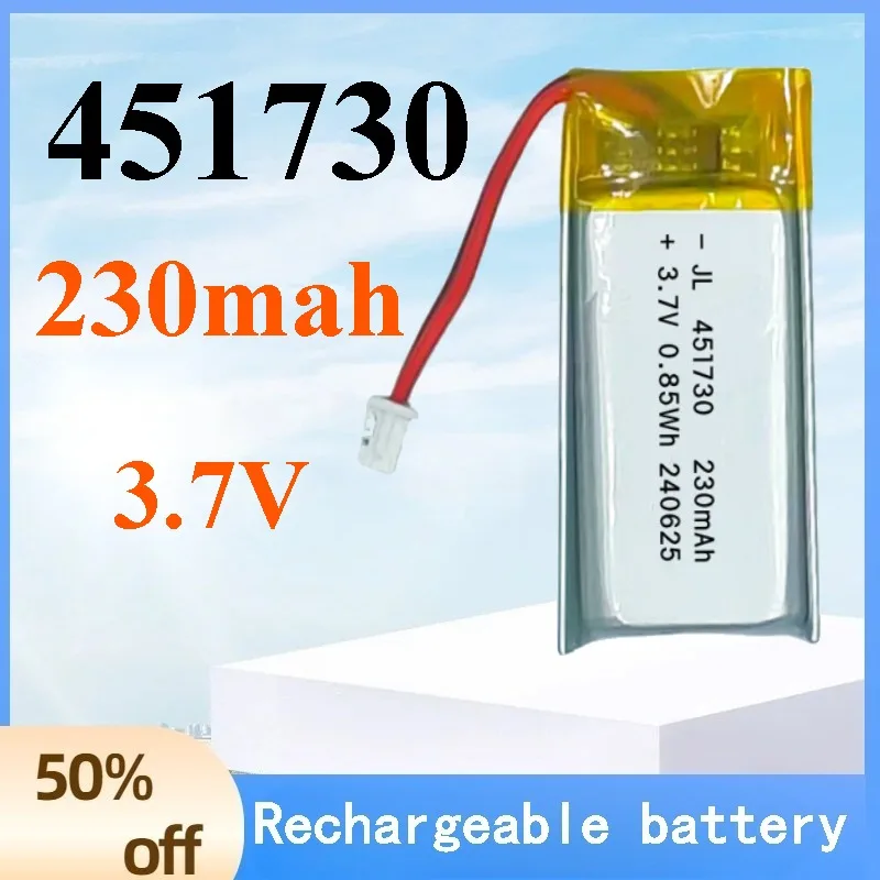 

5 Pcs 3.7V 230mAh 451730 Li-ion Polymer Rechargeable Battery for Smart Bracelet Wrist Watch Bluetooth Headset MP3 Player