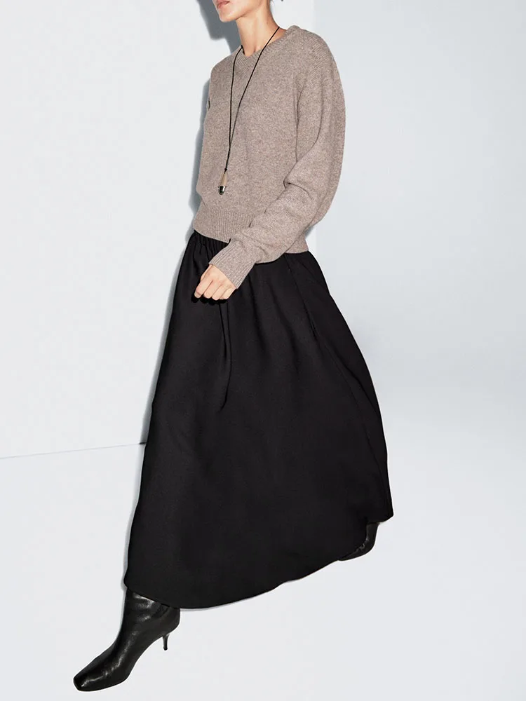 الراقية ZA2025 المرأة شتاء جديد مرونة الخصر جرس بوت تنورة العرقية المرحلة زي f طول التنانير Faionable النساء #2