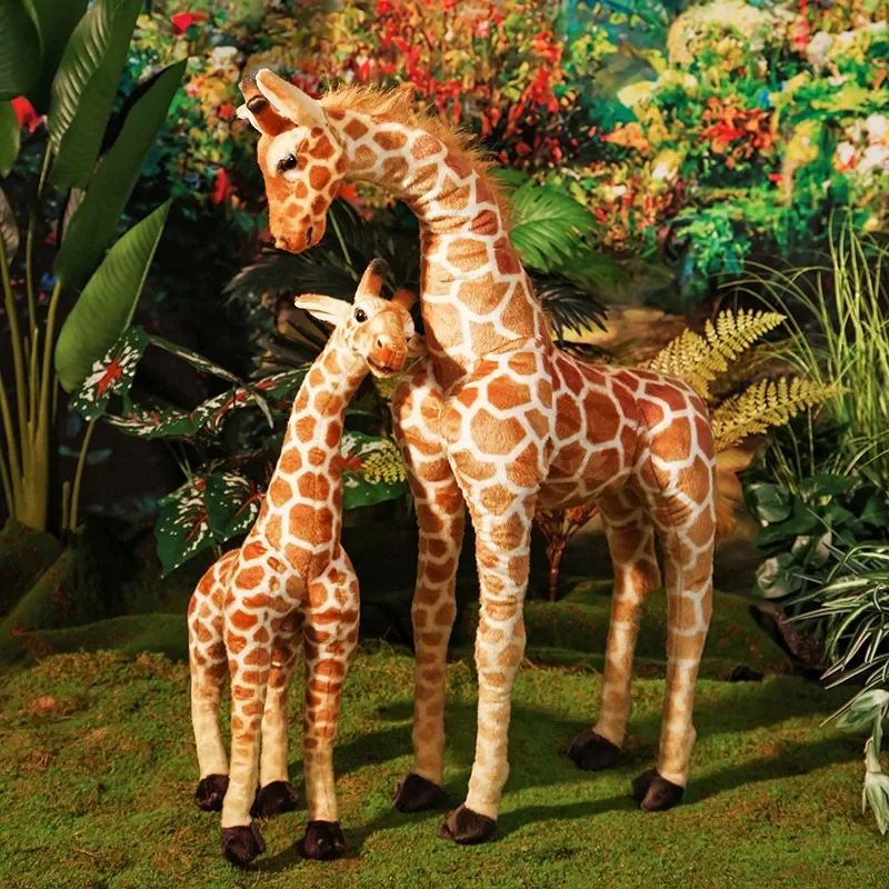60~120cm 스탠딩 기린 인형 봉제 장난감 부드러운 숲 초원 야생 동물 실제처럼 환상적인 홈 데코 선물