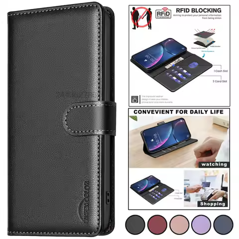 Classic Leather Case on For Samsung Galaxy S25 S24 S23 S22 S21 S20 Plus Ultra A06 A16 A26 5G Blocking Wallet Cases
