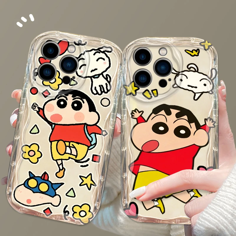 Anime C-Crayons S-Shin-chans For Apple iPhone 15 14 13 12 11 XS XR X Pro Max Plus Wave Oil Cover Phone Case