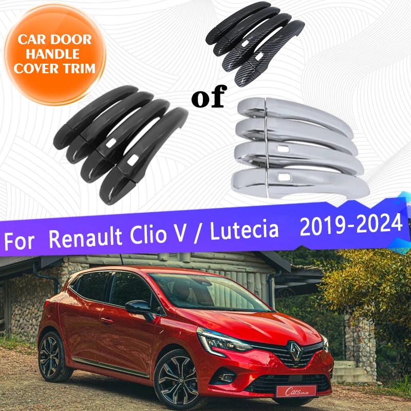 Para renault clio 5 v lutecia mk5 bf 2019 ~ 2024 maçanetas da porta do carro anti-ferrugem cobre exterior proteção contra arranhões acessórios de