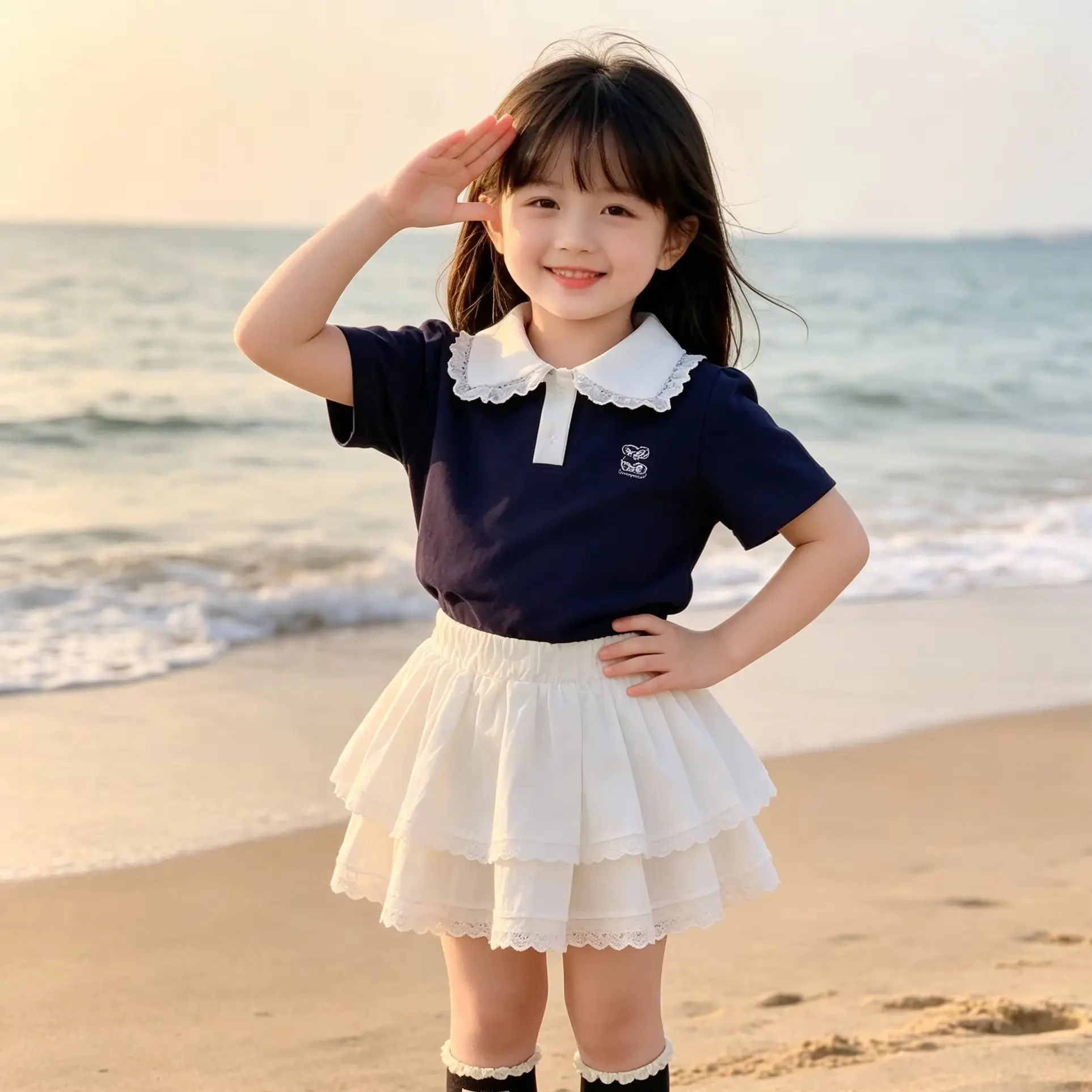 

Sweet Lace Short Sleeve Cake Dress Set, Princess Two-piece Outfit ,Fashion Children School Uniform for Daily Wear&Party