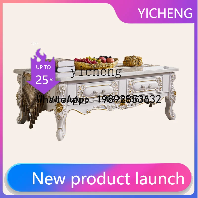 

LYY Tea Table Solid Wood Living Room Marble TV Cabinet Wine Cabinet Combination
