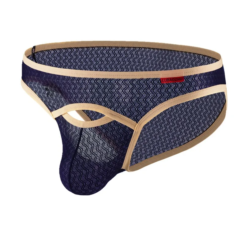 

Sexy Hollow U Convex Pouch Underpant Man Ice Silk Breathable Briefs Cuecas Masculinas Panties Korean Luminous Letter Underwear