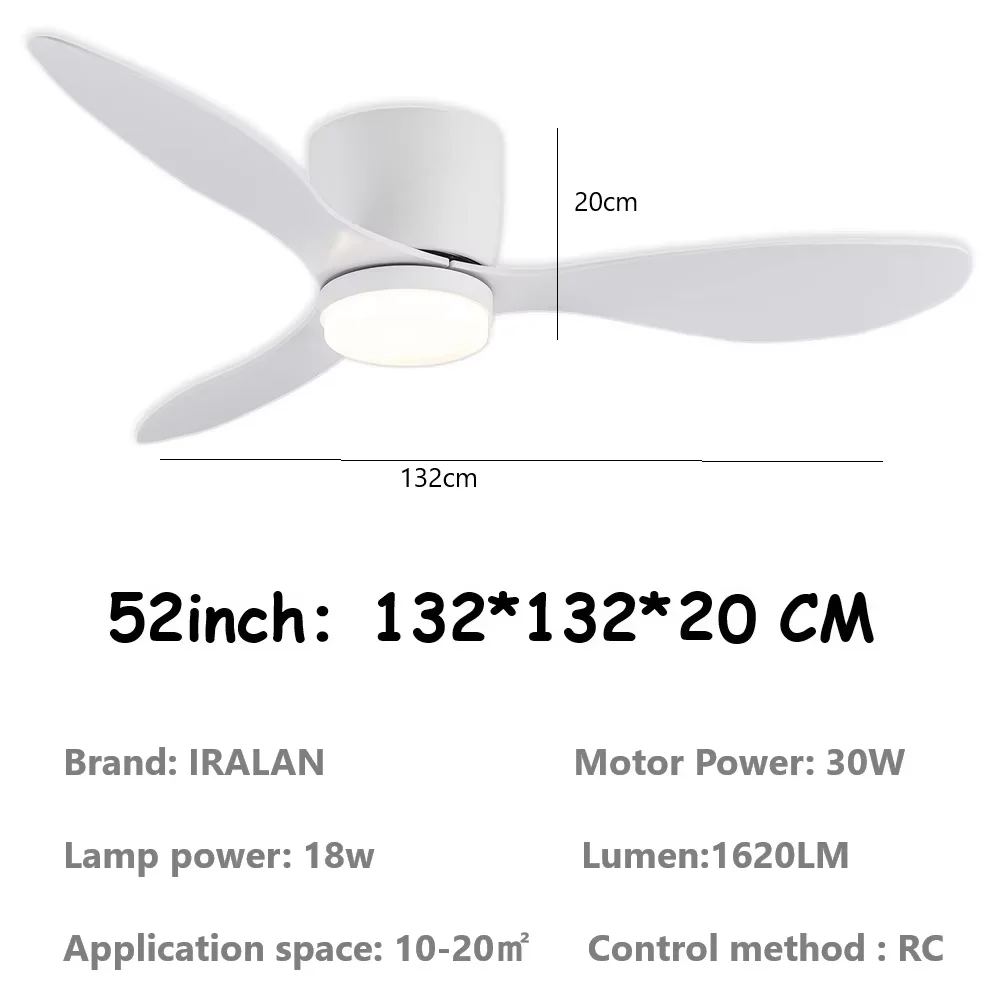 IRALAN plafondventilator met led-licht afstandsbediening grote minimalistische coole plafondlamp voor binnen ventilator slaapkamer woonkamer eetkamer