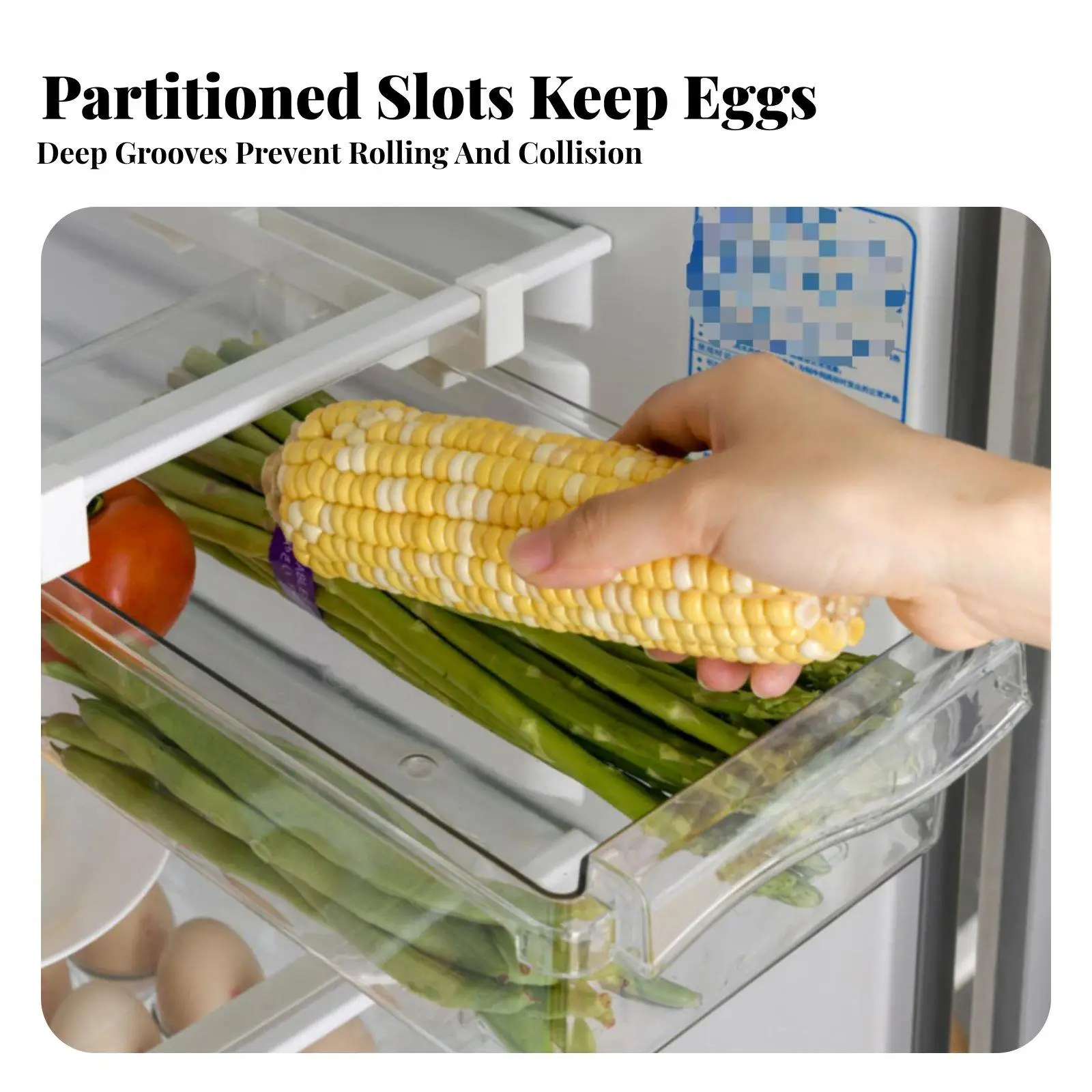 Fridge Drawer Organizer for Refrigerator Shelf Clear PET ABS Pullout Kitchen Slide Storage Box for Vegetables Cans