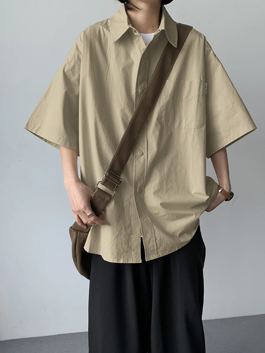 

Japanese Vintage Short Sleeve Shirt Men's Summer Thin Loose Casual Outerwear Trendy Brand Color Premium Feeling Shirt