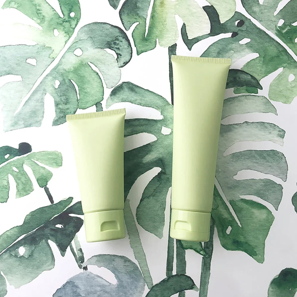 

50g 100g Matte Green Cosmetic Squeeze Bottle 50ml 100ml Skincare Cream Lotion Foundation Soft Tube Refillable Container