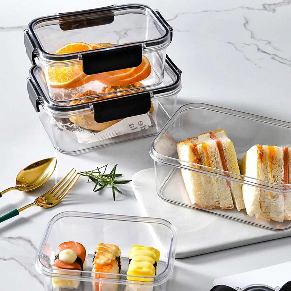 Frischhaltebehälter für Lebensmittel, Kühlschrank-Aufbewahrungsbox, transparent, versiegelt, rechteckig, Frischhaltebox, Lebensmittel, Gemüse, Obst, Lunchbox