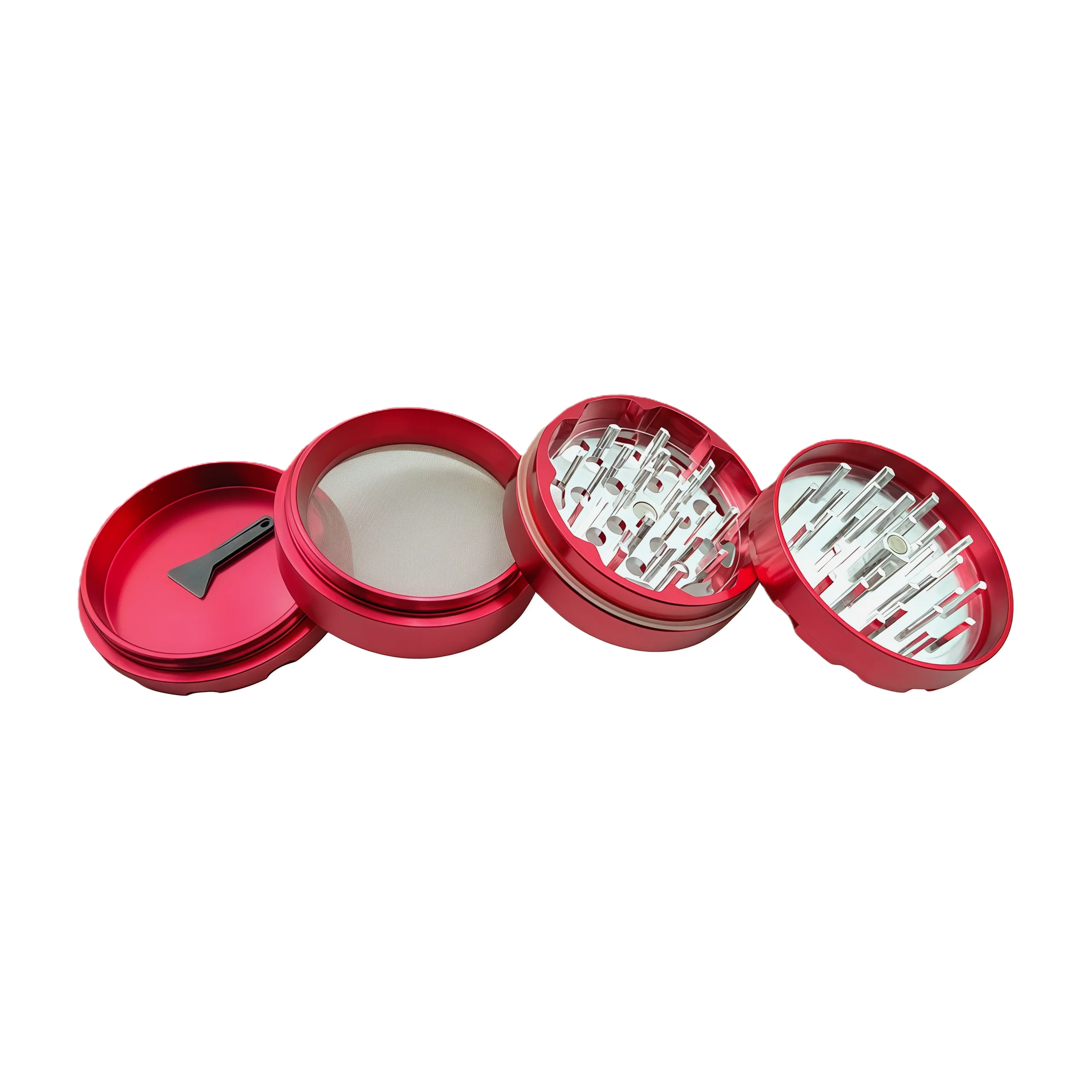 4-62mm Aluminum Alloy Tobacco Grinder with Non-Slip Serrated Top, Pollen Catcher ,Magnetic Closure, Herb Grinder,Smoking acces