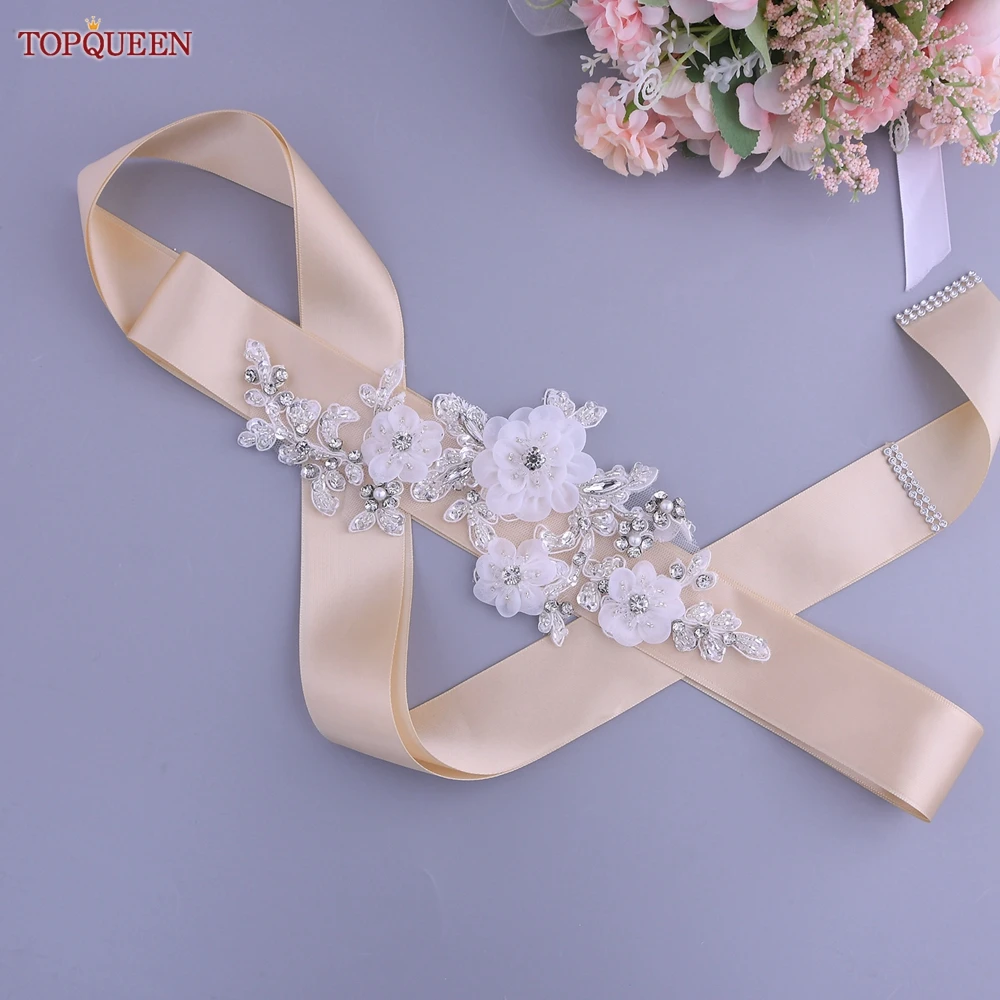 TOPQUEEN Flower Bridal Belt Wedding Accessories Crystal Rhinestone Sash Girl Women\'S Prom Dress Maternity Waistband S358