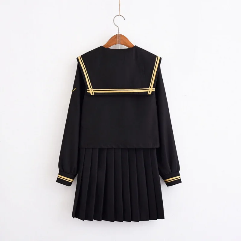 Japanese JK Uniform Sailor Suit For Girls Black Korea Style School Uniforms Cute Lolita Anime Cosplay