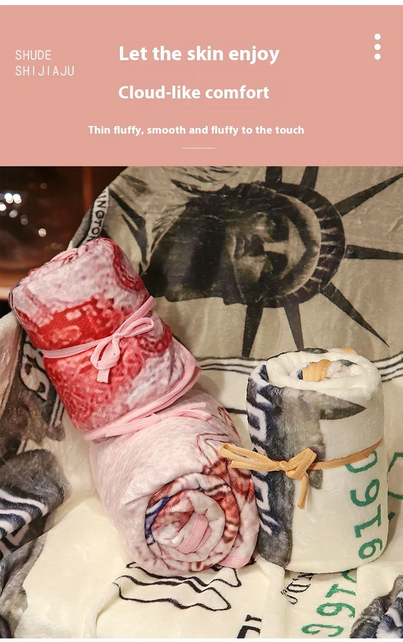 بطانية تكييف الهواء الفانيلا العالمية للفصول الأربعة، بطانية إبداعية مضحكة بأنماط USD وRMB، بطانية قيلولة للأريكة المكتبية #3