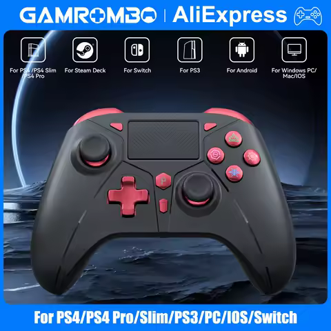 Wireless Game Controller For Playstation 4/PS4 Pro/Slim/PS3/PC/IOS/Switch Console W/ Turbo Dual Vibration 6-Axis Gyro 3.5mm Jack