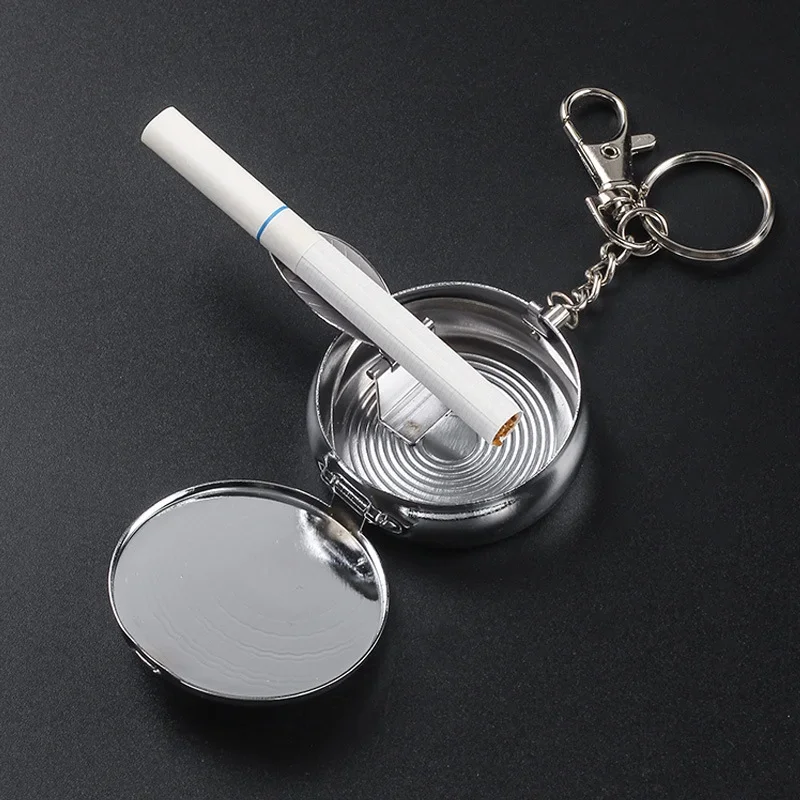 Pocket Ashtray Mini Ash Box Case Ash Tray with Key Chain Portable Tobacco Box Case Cigarette Ash Box Ashtray Keychain Decor Tray