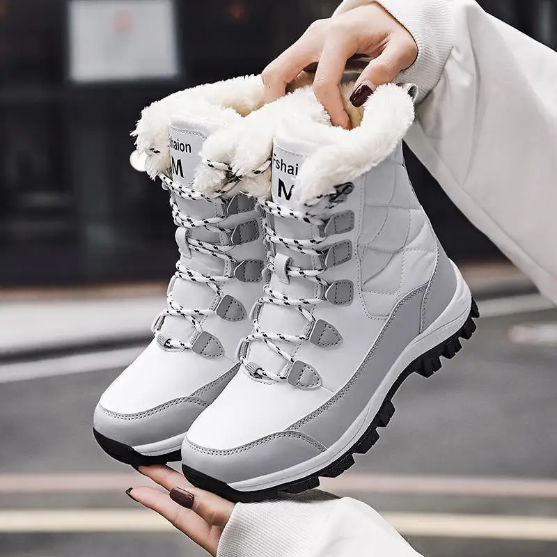 

Women's Winter Boots Ankle Warm and Non Slip Black Snow Boots Lace Up Boots Chaussures Flat Shoes Women's Elegant Long Boots