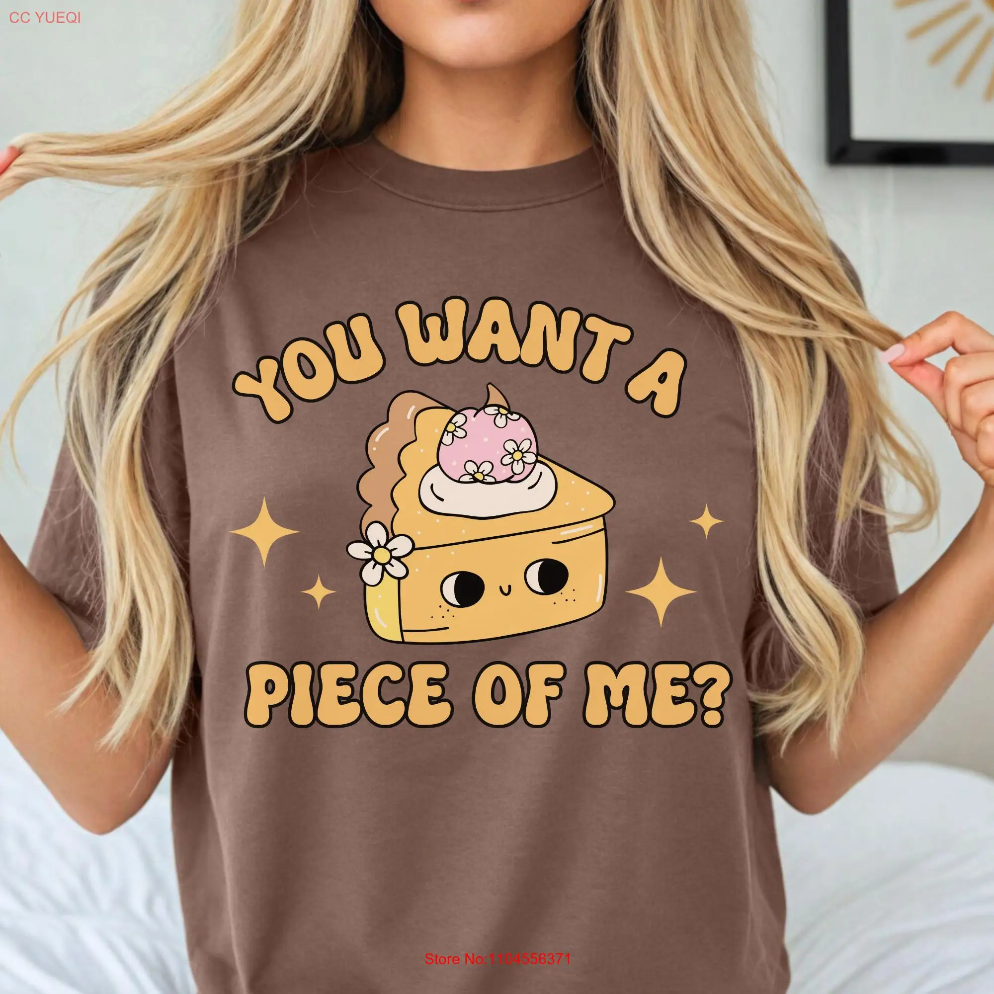 

You Want a Piece of Me Pumpkin Pie T Shirt Funny Foodie Food Meme Cute Holiday Retro Style Mascot long or short sleeves