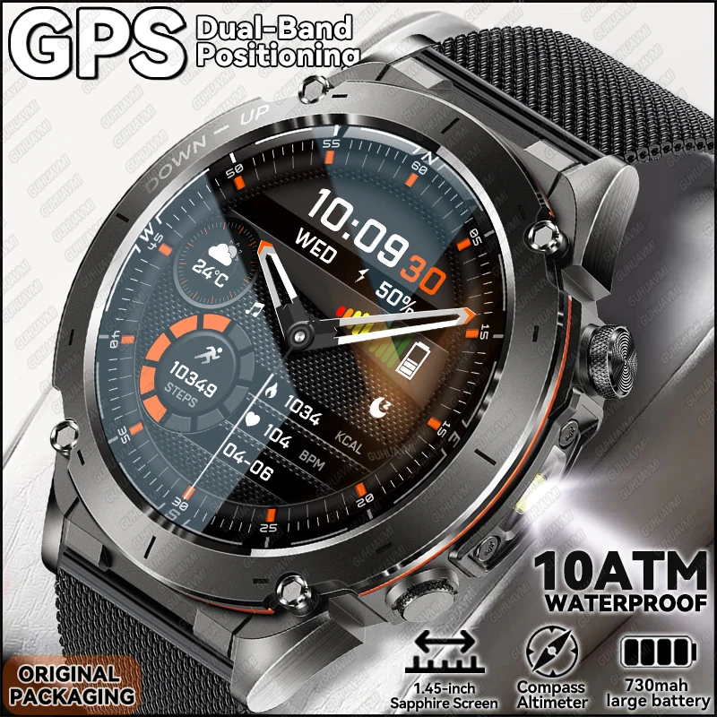 

T-REX Ultra GPS Смарт-часы 5ATM Водонепроницаемые 1,43 "AMOLED Встроенный двухдиапазонный GNSS Компас Спортивные военные умные часы для мужчин 2025Новинка