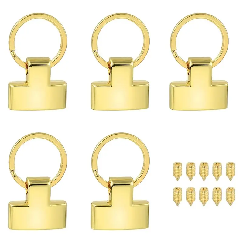 ABWZ-Key Fob Hardware(5 Sets) With Split Ring, 1 Inch Key Chain Hardware Includes 2 Screws For Car Wristlet Lanyard