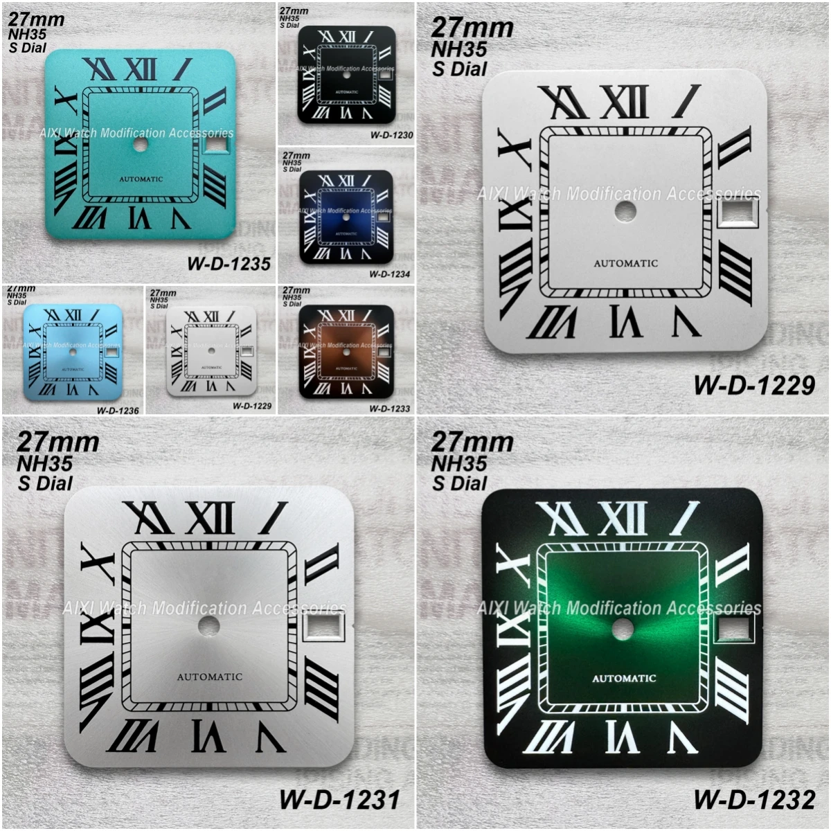 

27mm S Logo Roma Qquare Dial Fit NH35/NH36/4R/7S Automatic Movement High Quality With Calendar Watch Modification Accessories