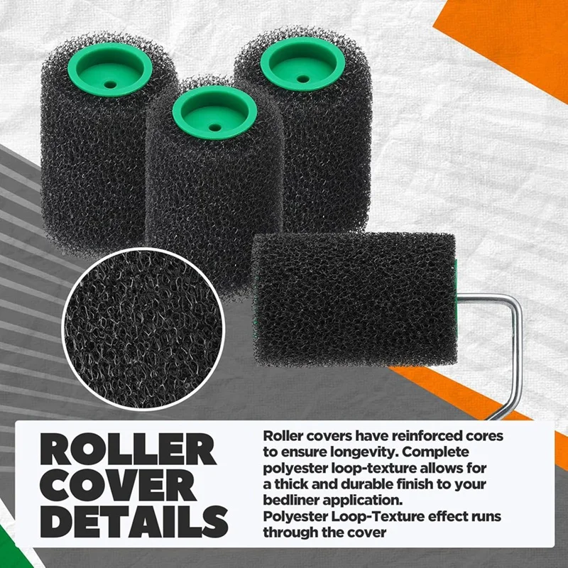 Popular_Textured Paint Roller Kit, 4 Inch Bed Liner Roller Covers with Frame