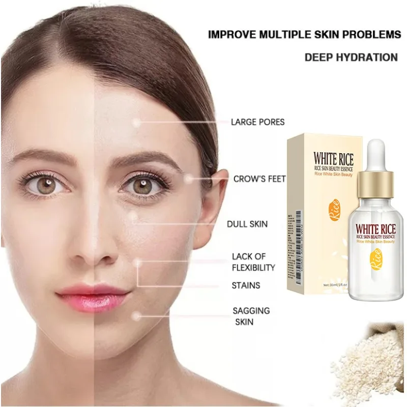 

Wrinkle Removal White Rice Serum Anti Aging Puffiness Reduce Fine Lines Shrink Pores Nourishing Dry Skin Ac-ne Treatment Essence