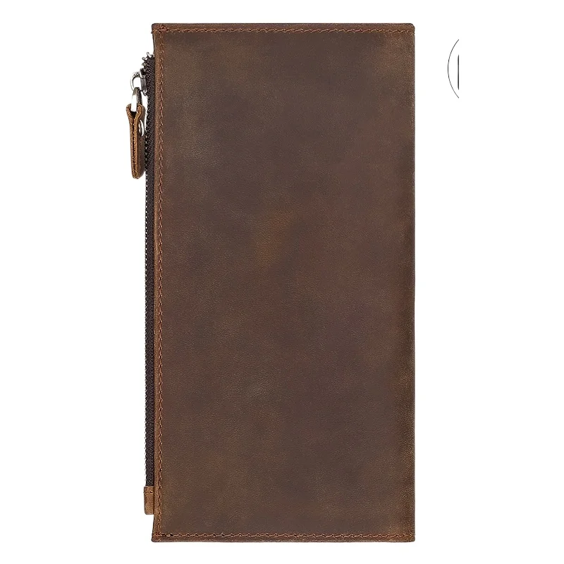 Genuine leather cash wallets vintage leather purse men women clip purse wallet luxury brand designer long wallet for male female