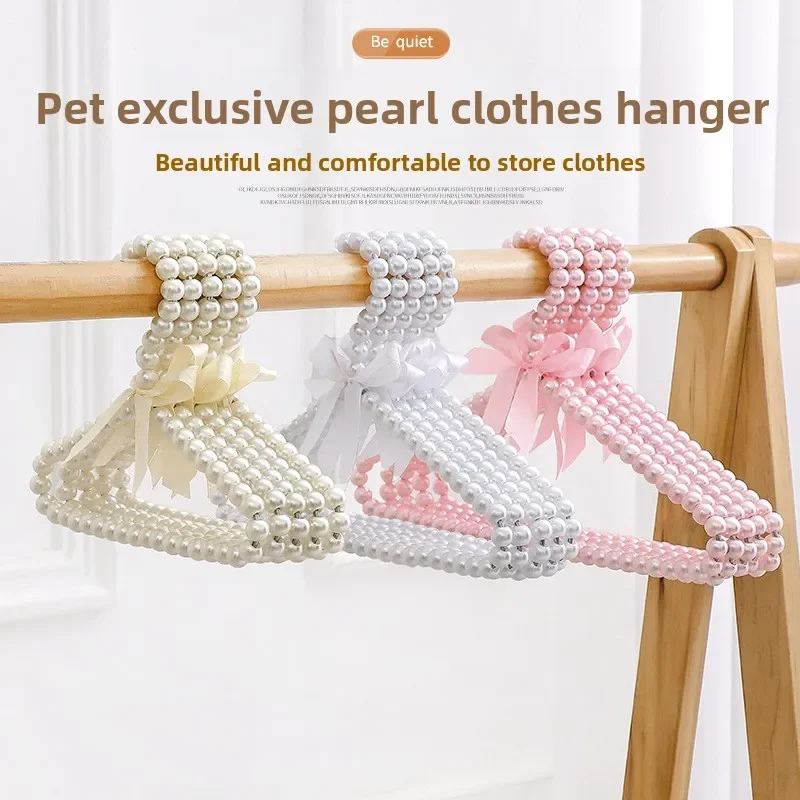 1/2/4 Pcs Dog Clothing Girl Heart Pearl Hangers Shelf Cat Clothes Hanger Pet Costumes Accessories Solid Color Clothes Racks
