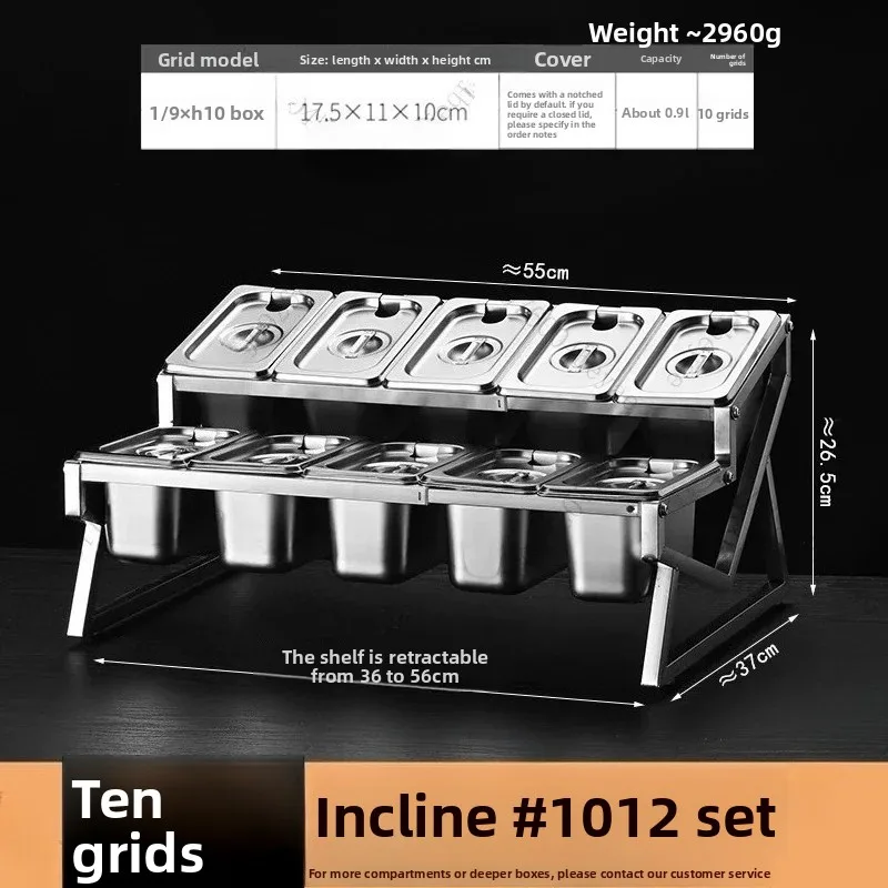 Stainless Steel Seasoning Box Holder, Kitchen Grid, Self-Service Seasoning Table, Milk Tea Shop Dedicated Small Ingredient Rack