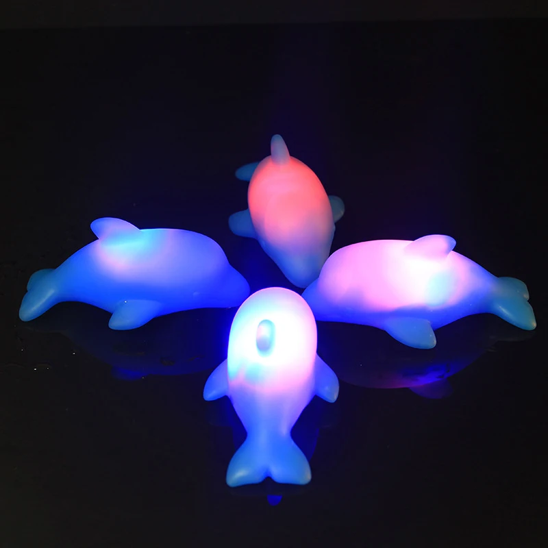 Baby Dolphin Bath Toys Kids LED Lighting Up Beach Toys Water Glowing Floating Toy for Children Luminous Swimming Pool Toys Games