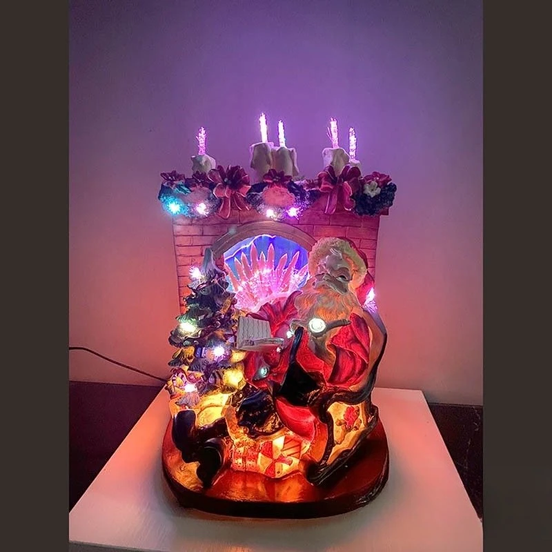 Christmas decorations Santa fireplace decorations Santa fiber optic lights European and American living room