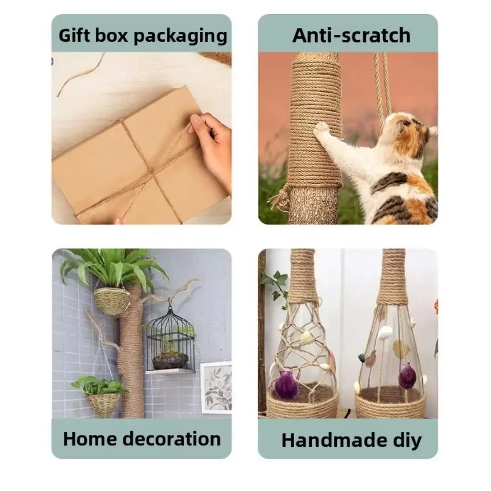 دائم ريفي الجوت خيوط 2/3/4/5/6/14 مللي متر اليدوية الجوت الحبل مقاومة للاهتراء قابلة لإعادة الاستخدام مكرامية الحبل عيد الميلاد الديكور #6