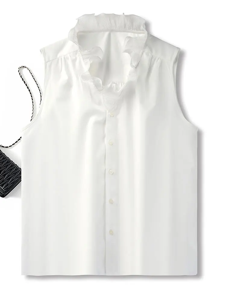 

Faionable Pure Color, летняя одежда с рюшами и воротником-стойкой, верхняя многослойная одежда с одной пуговицей, женский жилет