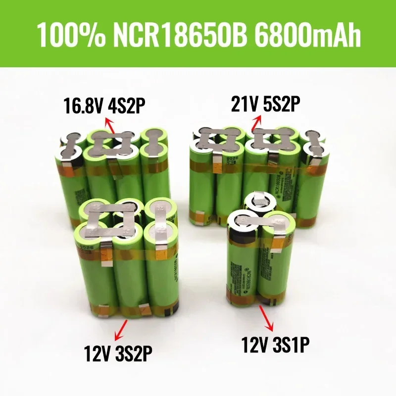 New original 3s1p 3s2p 4s2p 5s2p 12V 16.8v 21V 25V battery pack ncr18650b 20A Shura screwdriver battery discharge current