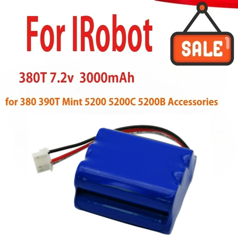 

3000mAh Battery Rechargeable Battery for IRobot Braava 380T 380 390T Mint 5200 5200C 5200B Accessories 7.2V Bateria
