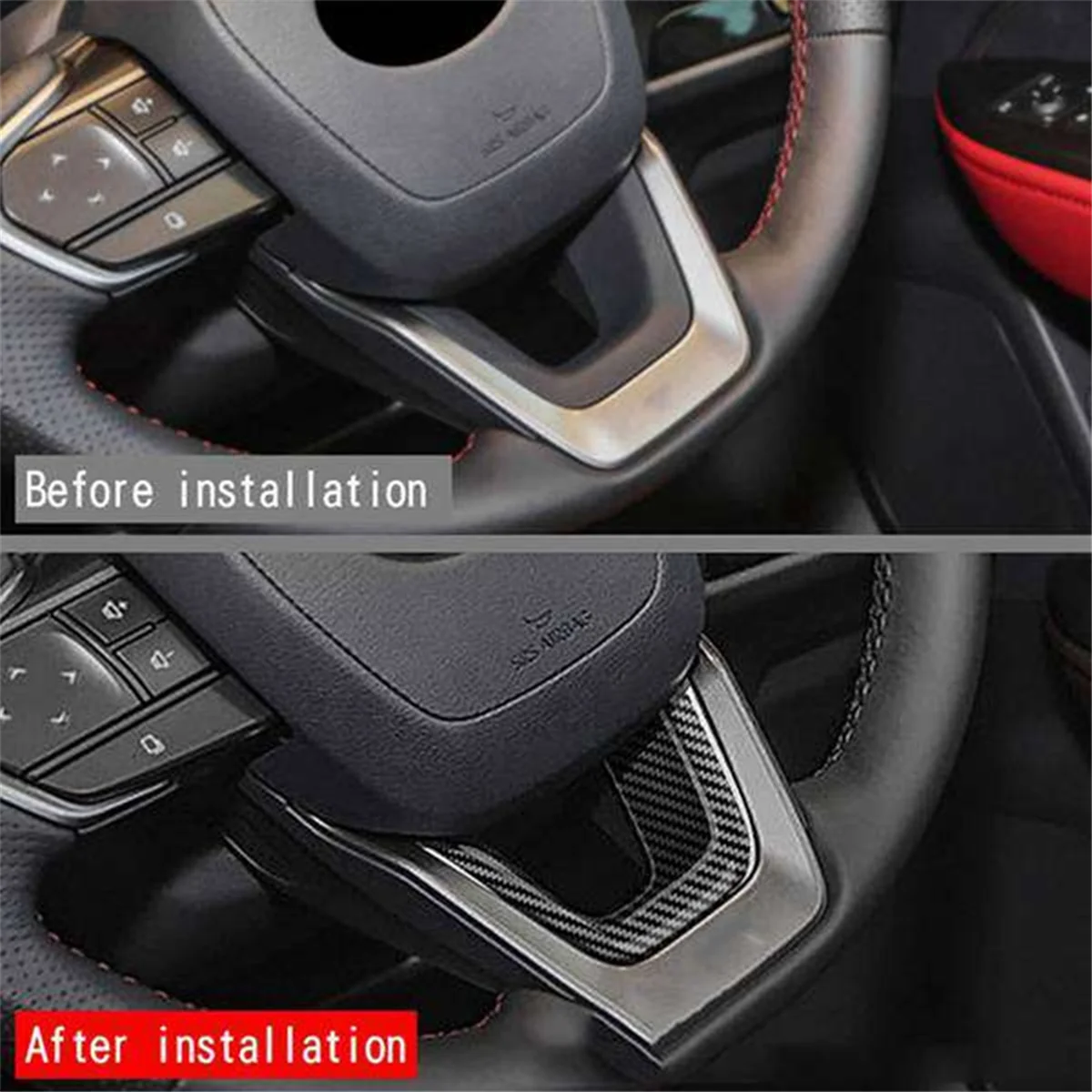 

Carbon Fiber ABS Steering Wheel Cover Trim Interior Mouldings RHD_A95E